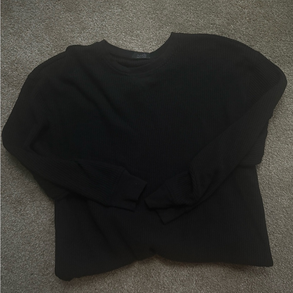 Nuuds Waffle Black Sweatshirt Women’s Size Medium